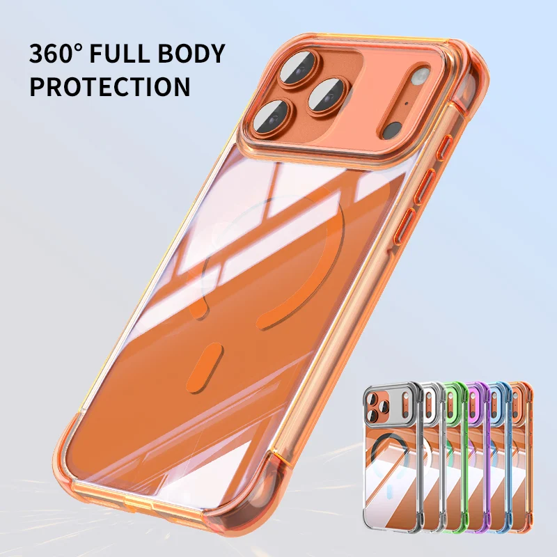 Transparent magnetic airbag phone case for iPhone models