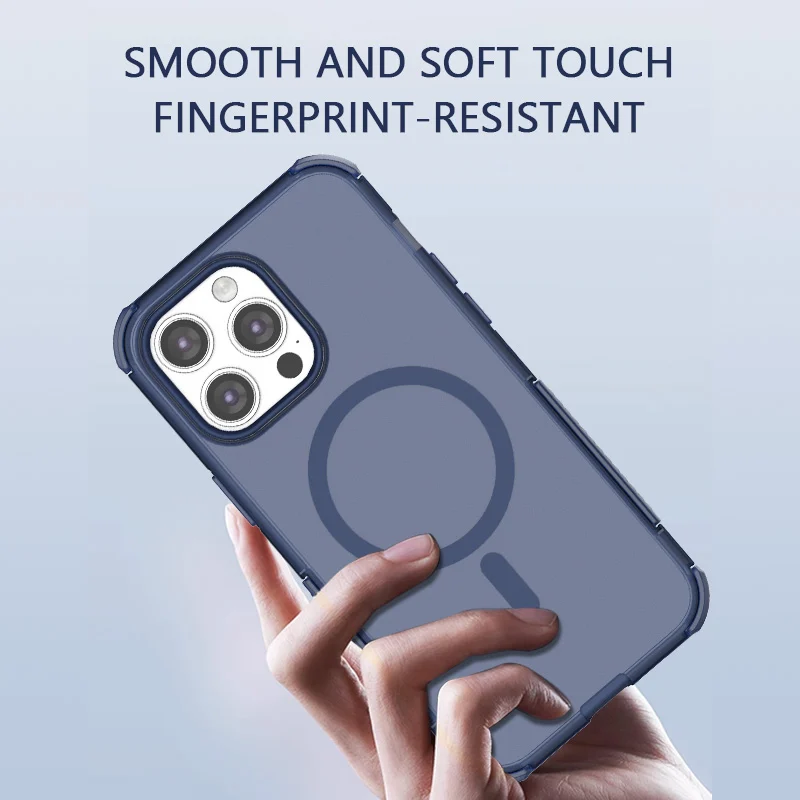 Semi-transparent matte phone case with magnetic ring