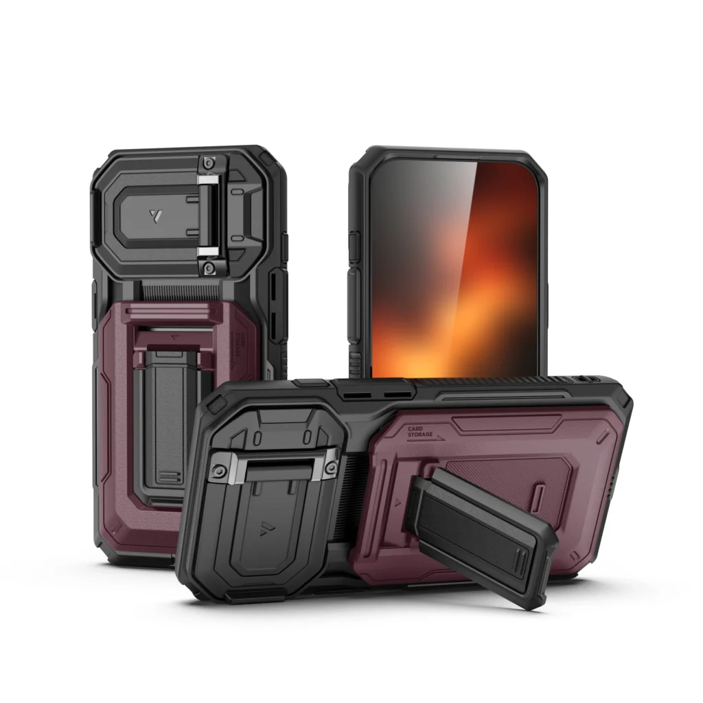 Cool mech armor shockproof phone case in deep red
