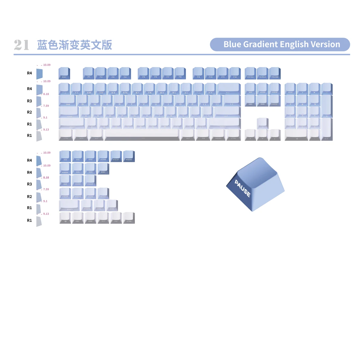 Blue Gradient English Version Keycap Set product image