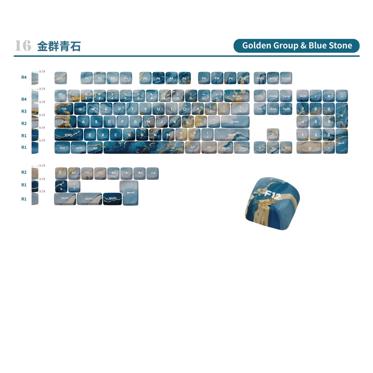 Golden Group & Blue Stone Keycap Set product image