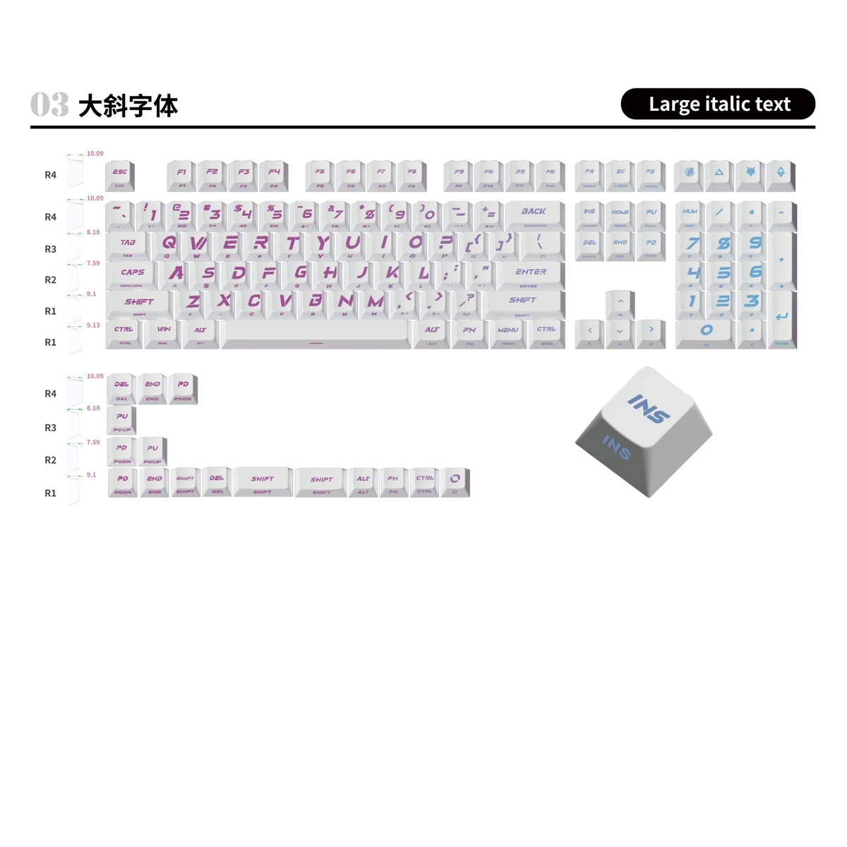 Large Italic Text Keycap Set product image