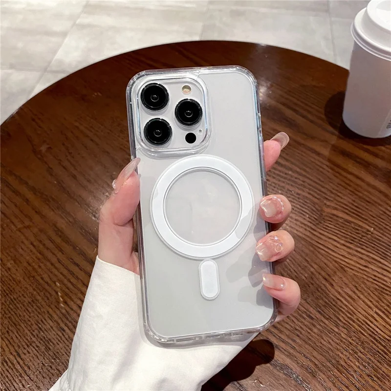 For iPhone 16 Pro Max Case Compatible with MagSafe TPU+Acrylic Clear Back Phone Cover - 9