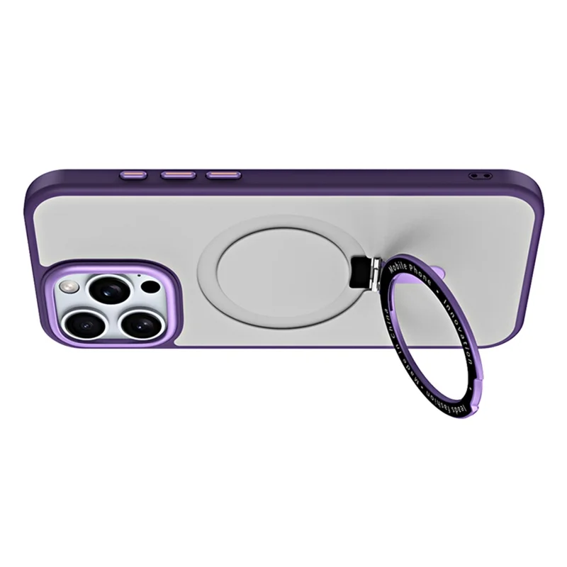 For iPhone 16 Pro Magnetic Case Anti-Drop TPU+Acrylic Kickstand Phone Cover - Purple - 5