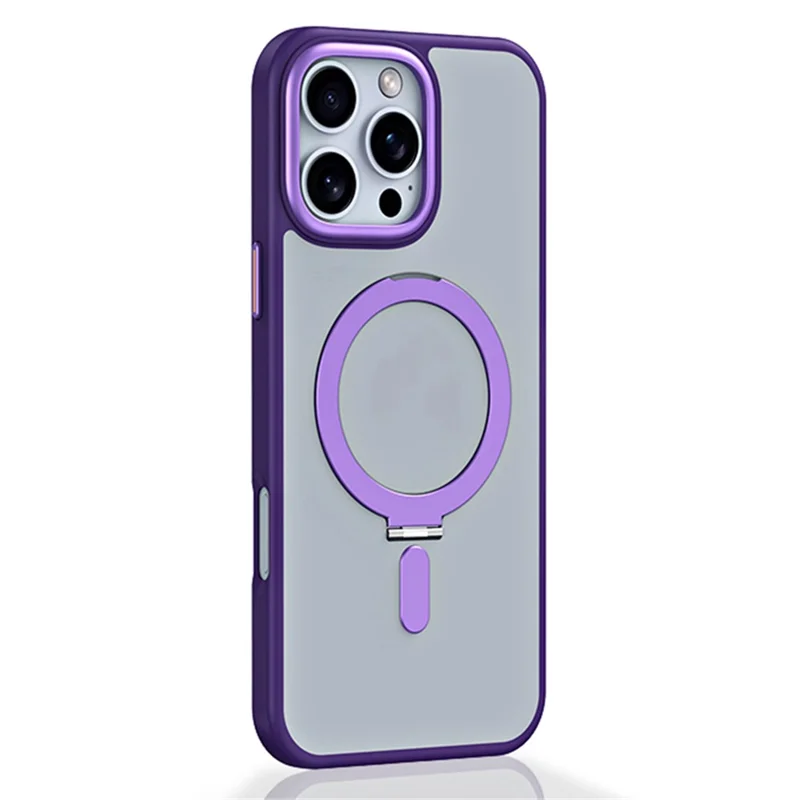 For iPhone 16 Pro Max Case Compatible with MagSafe TPU+Acrylic Kickstand Phone Cover - Purple - 2