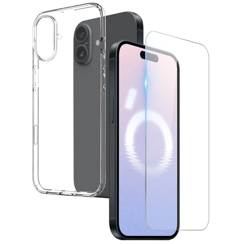 NORTHJO For iPhone 16 Clear TPU Case + Tempered Glass Screen Protector - 1