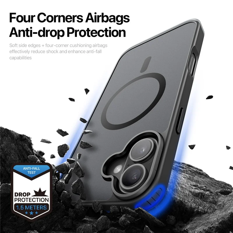DUX DUCIS Yind Series For iPhone 16 Matte Case Compatible with MagSafe PC+TPU Phone Cover - Black - 7