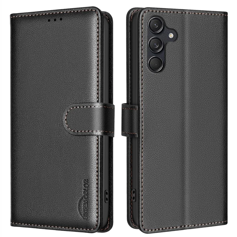 BINFEN COLOR BF32 For Samsung Galaxy A17 5G / A17 4G / A26 5G Leather Case Wallet RFID Blocking Phone Cover - Black - 1