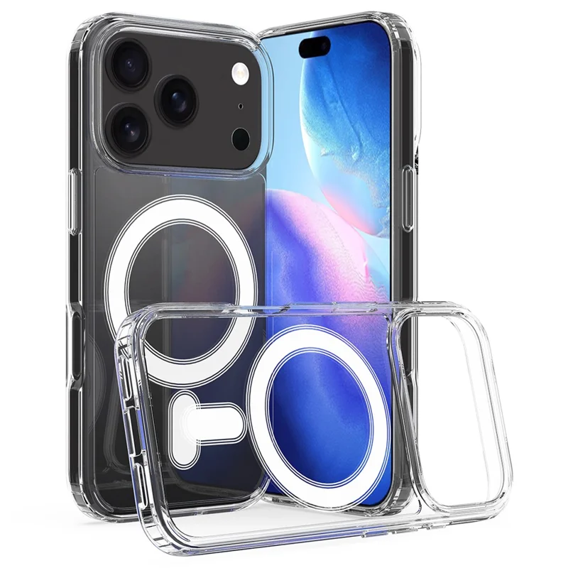 For iPhone 17 Pro Max Clear Phone Case Compatible with MagSafe TPU+Acrylic Back Cover - Clear - 2