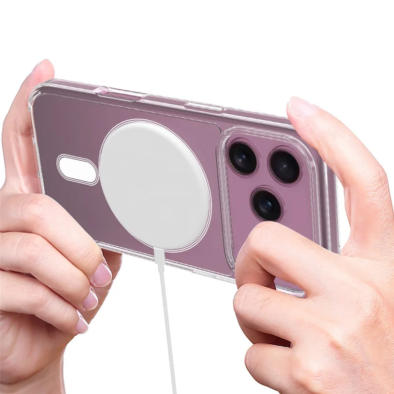 For iPhone 17 Pro Max Clear Phone Case Compatible with MagSafe TPU+Acrylic Back Cover - Clear - 6