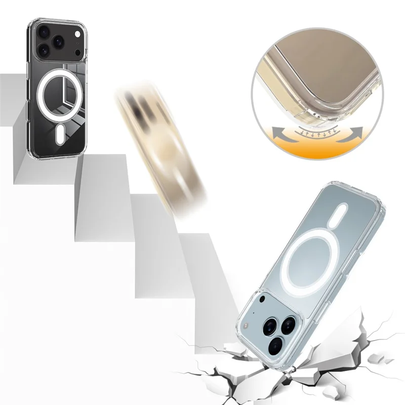 For iPhone 17 Pro Max Clear Phone Case Compatible with MagSafe TPU+Acrylic Back Cover - Clear - 8