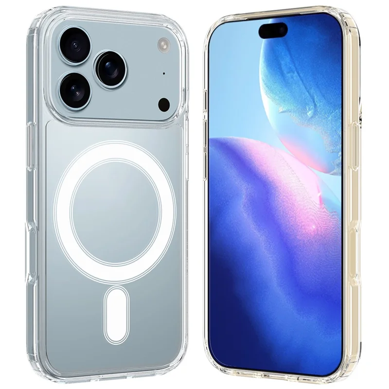 For iPhone 17 Pro Max Clear Phone Case Compatible with MagSafe TPU+Acrylic Back Cover - Clear - 9