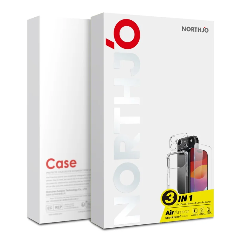 NORTHJO For iPhone 17 Case Shockproof TPU Clear Phone Cover with Tempered Glass and Camera Lens Film - 5