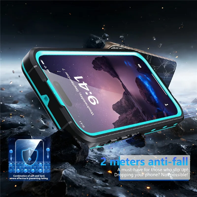 SHELLBOX Dot+ Series For iPhone 17 Phone Case Compatible with MagSafe Clear Back IP68 Waterproof Cover - Blue - 5