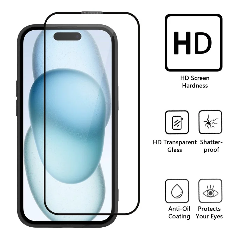 WANLONFENG For iPhone Air TPU Case HD Series Anti Slip Phone Cover with Tempered Glass - Black - 8