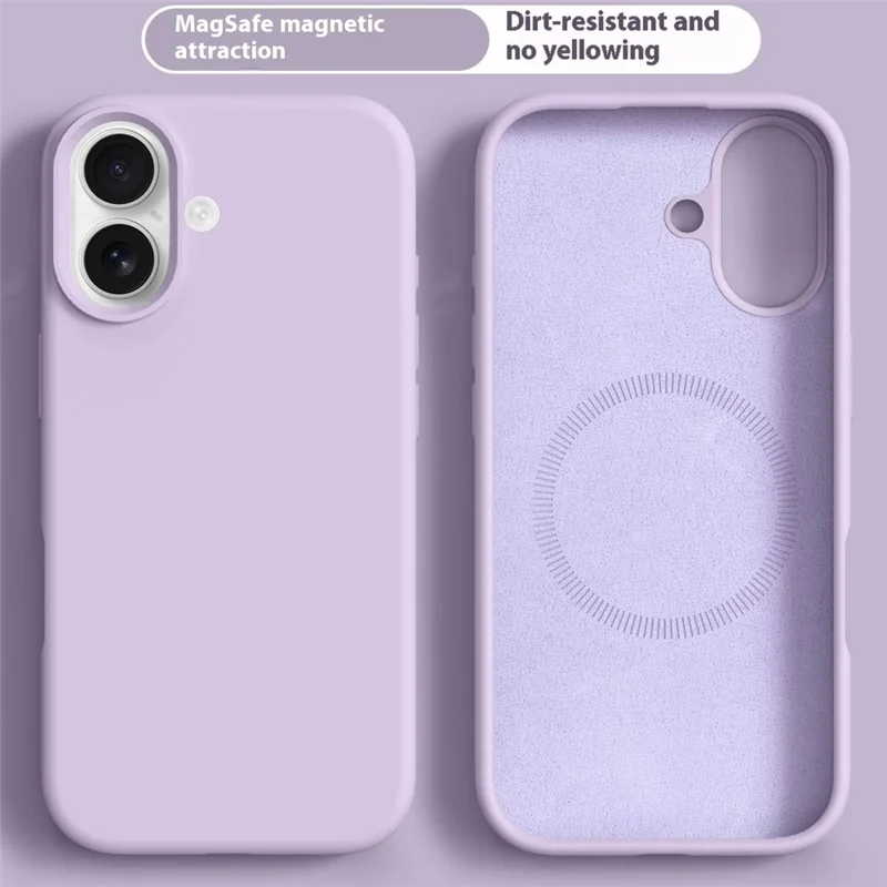 For iPhone 16 Case Compatible with MagSafe Liquid Silicone + PC Phone Cover - Light Purple - 2