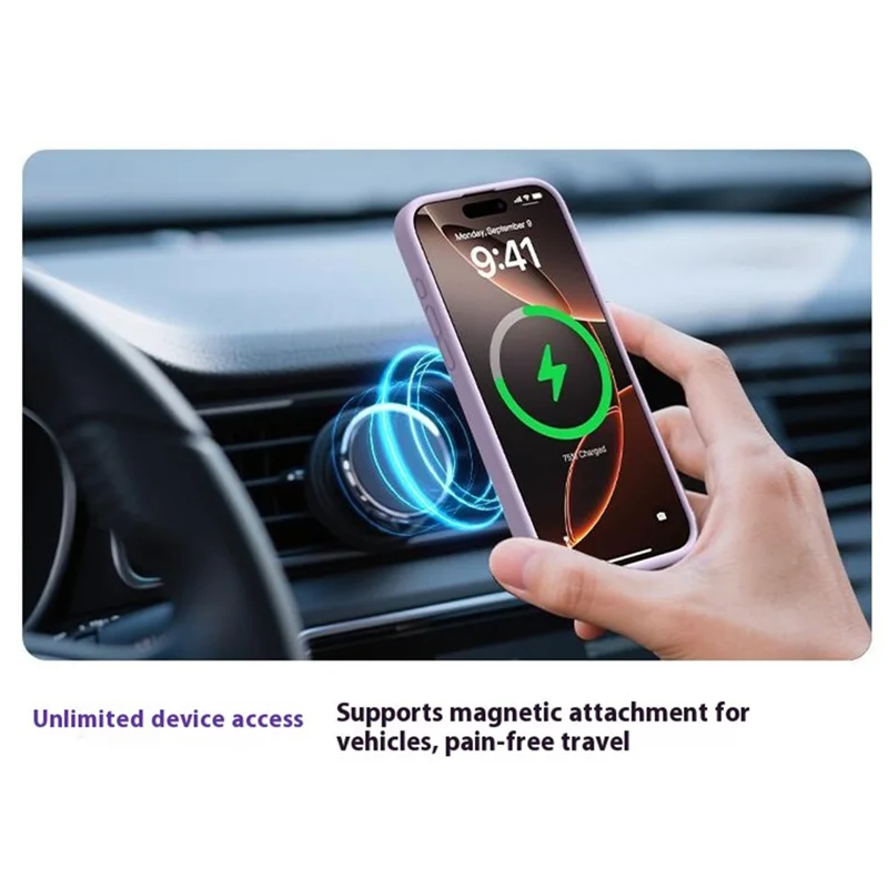 For iPhone 17 Case Compatible with MagSafe Liquid Silicone + PC Phone Cover - Light Purple - 3