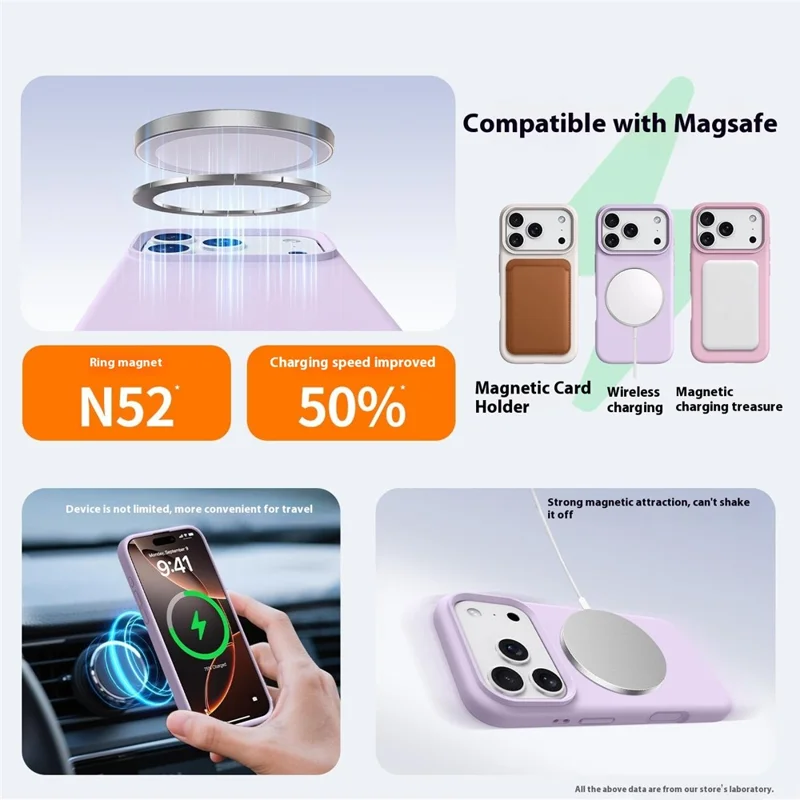 For iPhone 18 Pro Max / 17 Pro Max Case Compatible with MagSafe Liquid Silicone + PC Phone Cover - Light Purple - 4