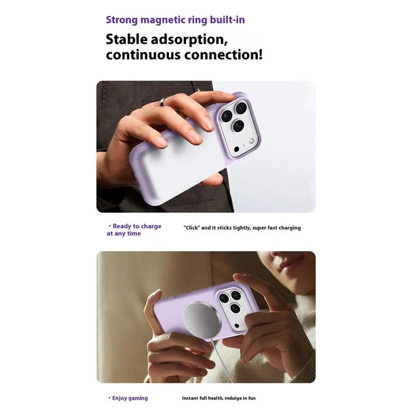 For iPhone 18 Pro Max / 17 Pro Max Case Compatible with MagSafe Liquid Silicone + PC Phone Cover - Light Purple - 8