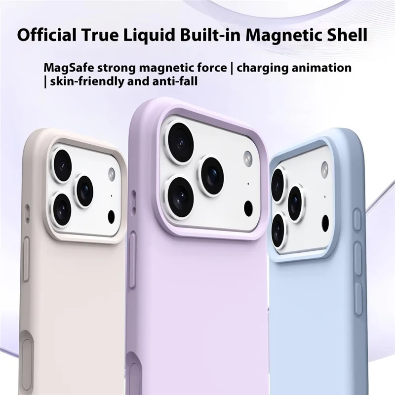 For iPhone 18 Pro Max / 17 Pro Max Case Compatible with MagSafe Liquid Silicone + PC Phone Cover - Light Purple - 9