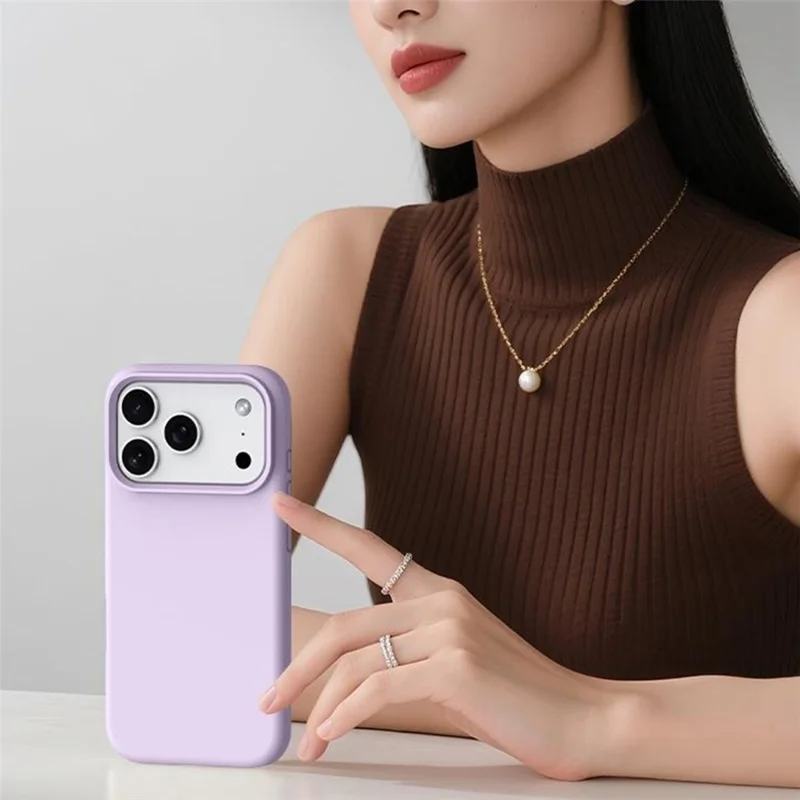 For iPhone 18 Pro / 17 Pro Case Compatible with MagSafe Skin-friendly Liquid Silicone + PC Phone Cover - Light Purple - 6
