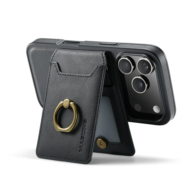 MAGKING K1 Series For iPhone 18 Pro / 17 Pro Magnetic Case PC + TPU + PU Phone Cover with Card Holder - Black - 4