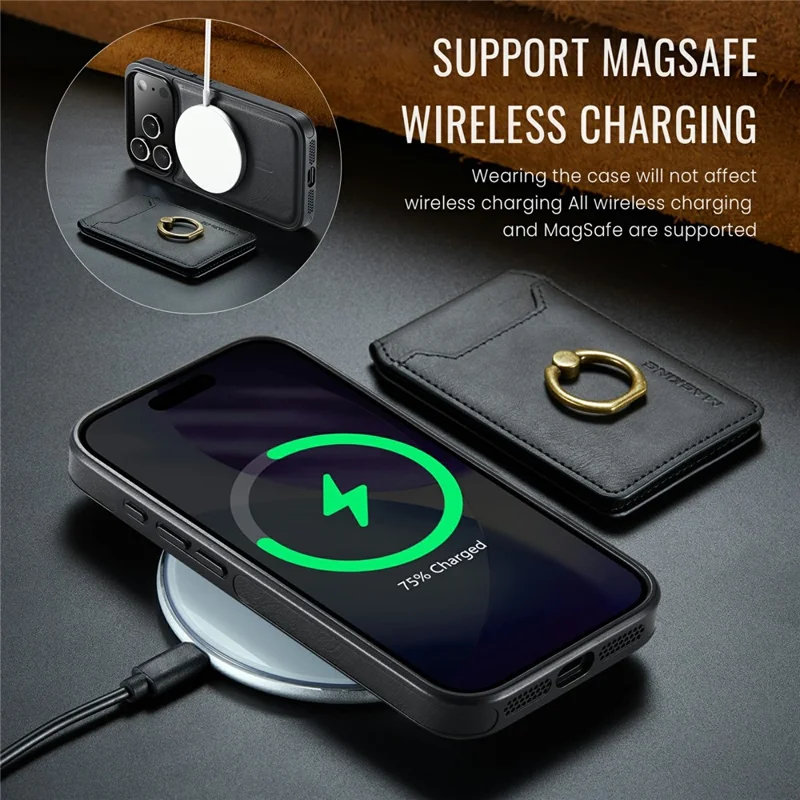 MAGKING K1 Series For iPhone 18 Pro Max / 17 Pro Max Magnetic Case PC + TPU + PU Phone Cover with Card Holder - Black - 12