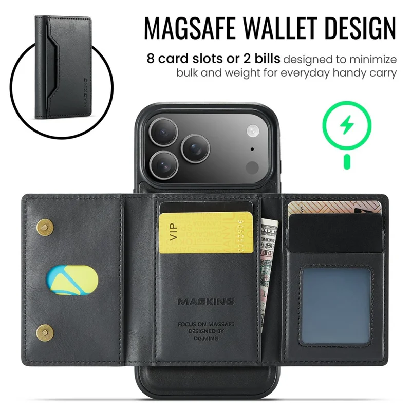MAGKING K2 Series For iPhone 18 Pro / 17 Pro Case Compatible with MagSafe PC + TPU + PU Phone Cover - Black - 9