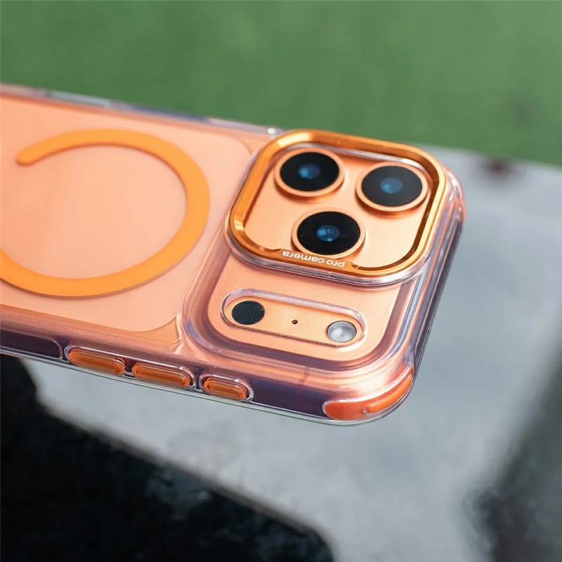 For iPhone 18 Pro / 17 Pro Clear Case Compatible with MagSafe Shockproof PC+TPU Phone Cover with 150cm Long Lanyard - Orange - 6