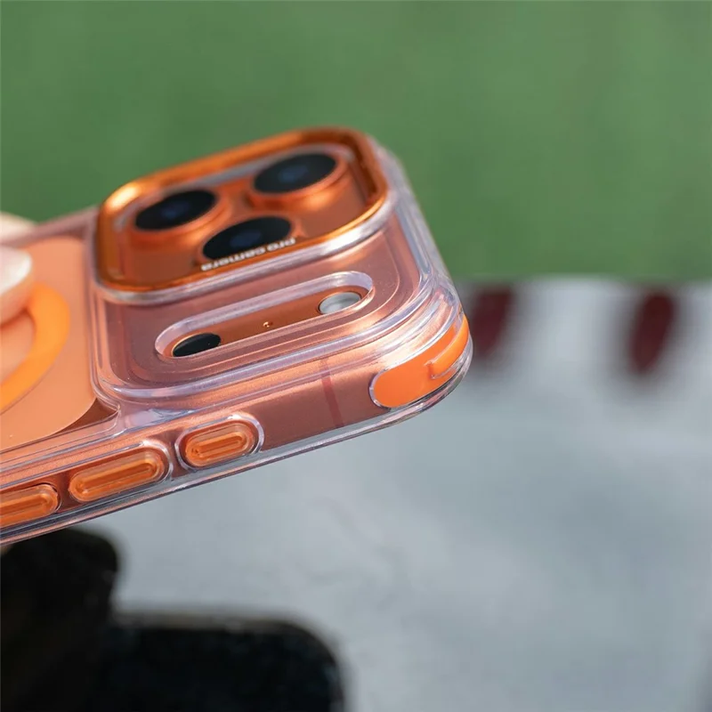 For iPhone 18 Pro / 17 Pro Clear Case Compatible with MagSafe Shockproof PC+TPU Phone Cover with 150cm Long Lanyard - Orange - 7