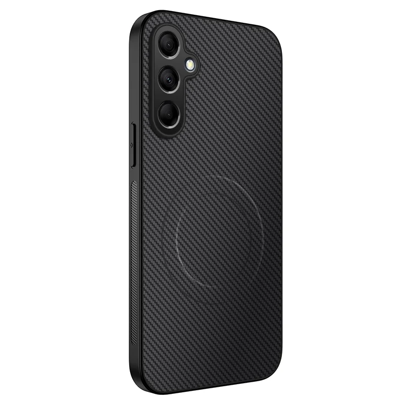 WANLONFENG For Samsung Galaxy S26 Magnetic Case TQ Series Carbon Fiber Texture PC TPU Phone Cover - Black - 1