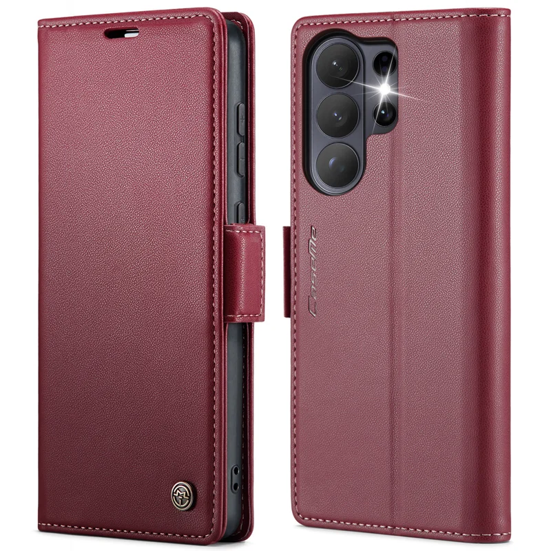 CASEME For Samsung Galaxy S26 Ultra Case 023 Series RFID Blocking Glossy Stand Phone Cover - Red - 1