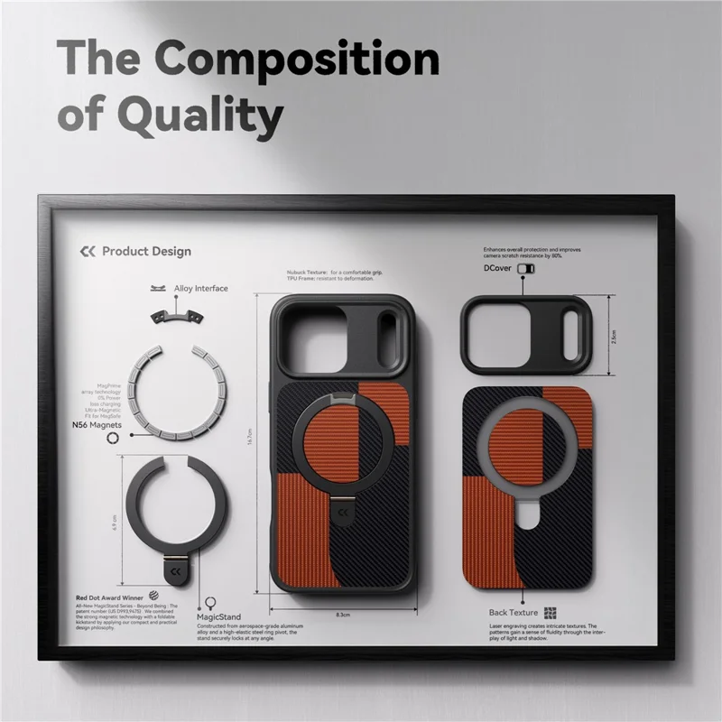 CASEKOO Geometry Series for iPhone 18 Pro / 17 Pro Magnetic Case UV Printing Ring Kickstand PC + TPU Shockproof Cover - Blue - 7