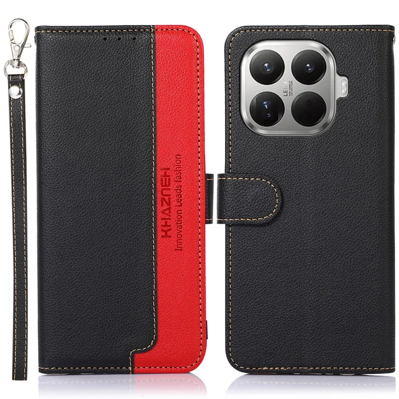 KHAZNEH For Xiaomi 17T Pro Case RFID Blocking Wallet Litchi Texture PU Leather Phone Cover with Strap - Black - 1