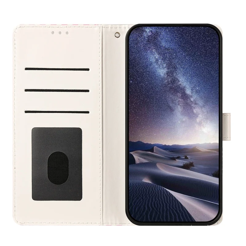 For iPhone 15 Pro Wallet Case Vintage Stripes Leather Stand Flip Phone Cover with Wrist Strap - Red - 7