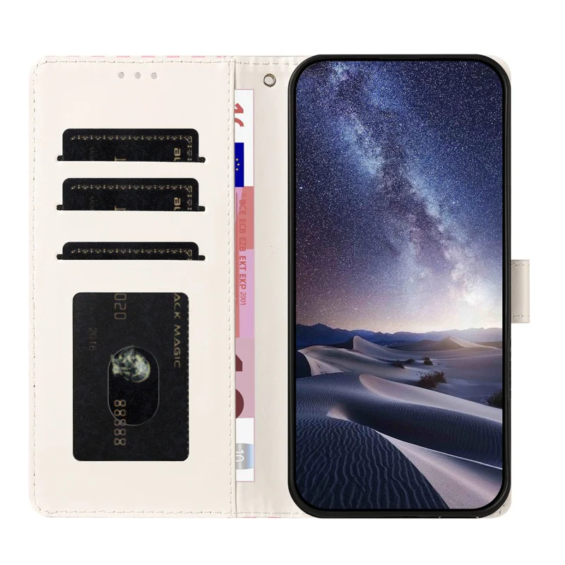 For iPhone 16 Wallet Case Vintage Stripes Leather Stand Flip Phone Cover with Wrist Strap - Red - 8