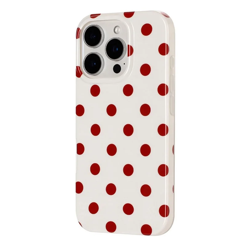 For iPhone 16 Pro Max Case Retro Polka Dot IMD TPU Full Coverage Phone Protective Cover - White - 3