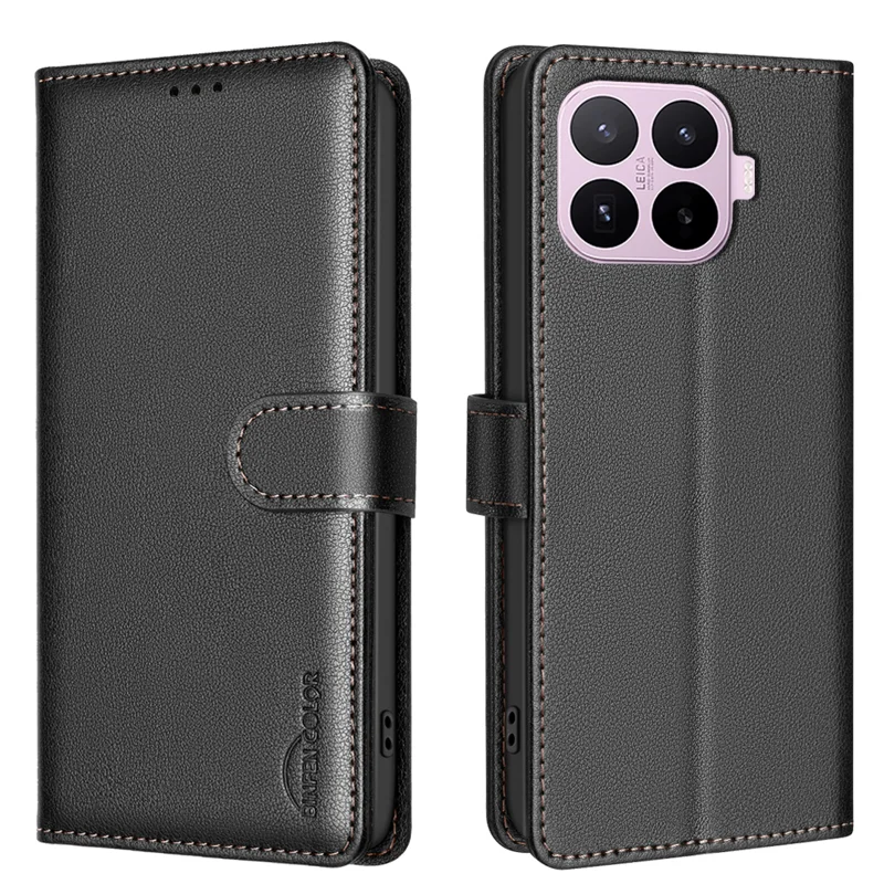 BINFEN COLOR for Xiaomi 17T BF32 Leather Case Wallet RFID Blocking Phone Cover - Black - 1