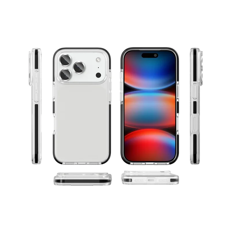 For iPhone 18 Pro Max Case TPU+TPE Anti-drop Clear Phone Cover - Transparent Black - 12
