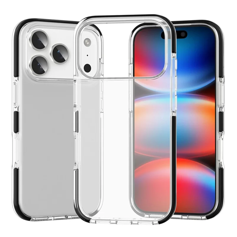For iPhone 18 Pro Case TPU+TPE Anti-drop Clear Phone Cover - Transparent Black - 1