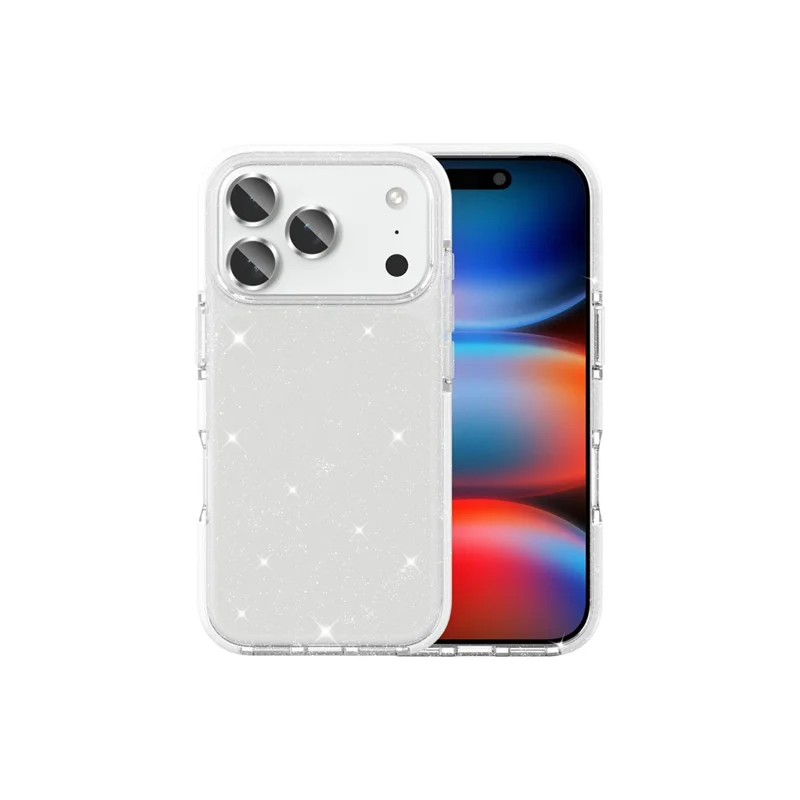 For iPhone 18 Pro Max Glitter Case PC Back TPU+TPE Frame Bling Sparkle Shockproof Cover - 4