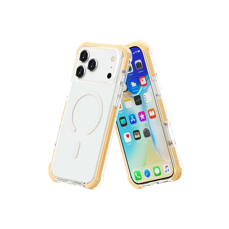 For iPhone 18 Pro Max Case Compatible with MagSafe Reinforced Corners TPU + Acrylic + TPE Phone Cover - Yellow - 3