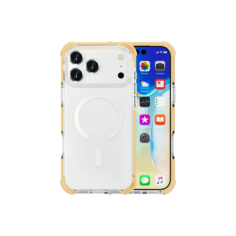 For iPhone 18 Pro Max Case Compatible with MagSafe Reinforced Corners TPU + Acrylic + TPE Phone Cover - Yellow - 4