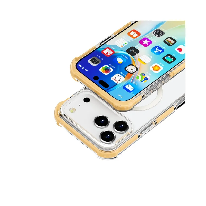 For iPhone 18 Pro Max Case Compatible with MagSafe Reinforced Corners TPU + Acrylic + TPE Phone Cover - Yellow - 7