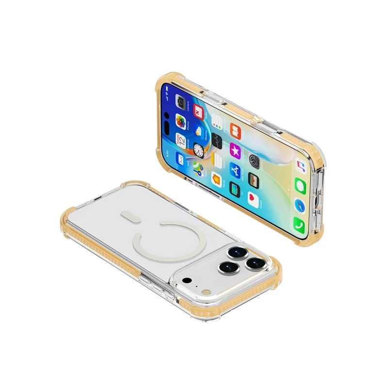 For iPhone 18 Pro Case Compatible with MagSafe Reinforced Corners TPU + Acrylic + TPE Phone Cover - Yellow - 6