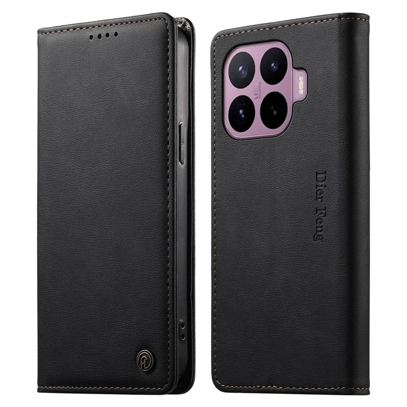 DIERFENG DF-019 for Xiaomi 17T Leather Wallet Case Magnetic Flip Cover with Card Slots RFID Blocking - Black - 1