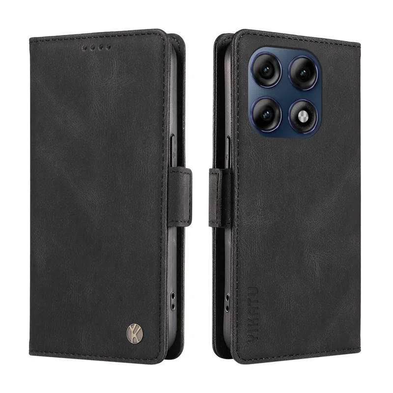 YIKATU for Motorola Edge 70 Pro 5G Leather Case YK-005 Skin-touch Feeling Wallet Phone Cover - Black - 1