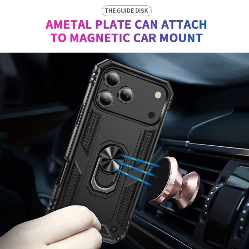 For iPhone 18 Pro Case PC + TPU Phone Cover with Kickstand - Black - 4