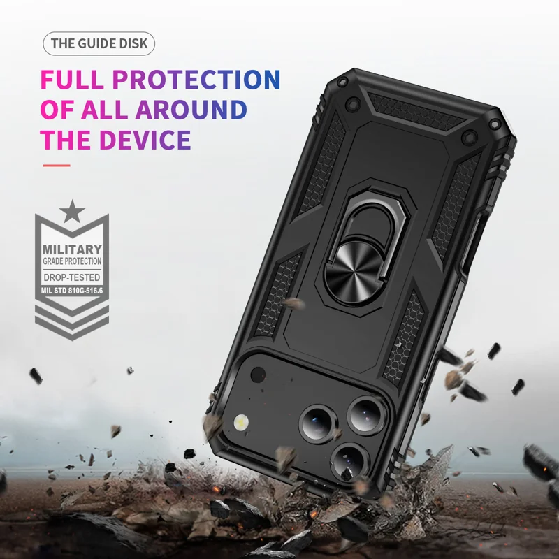 For iPhone 18 Pro Case PC + TPU Phone Cover with Kickstand - Black - 6