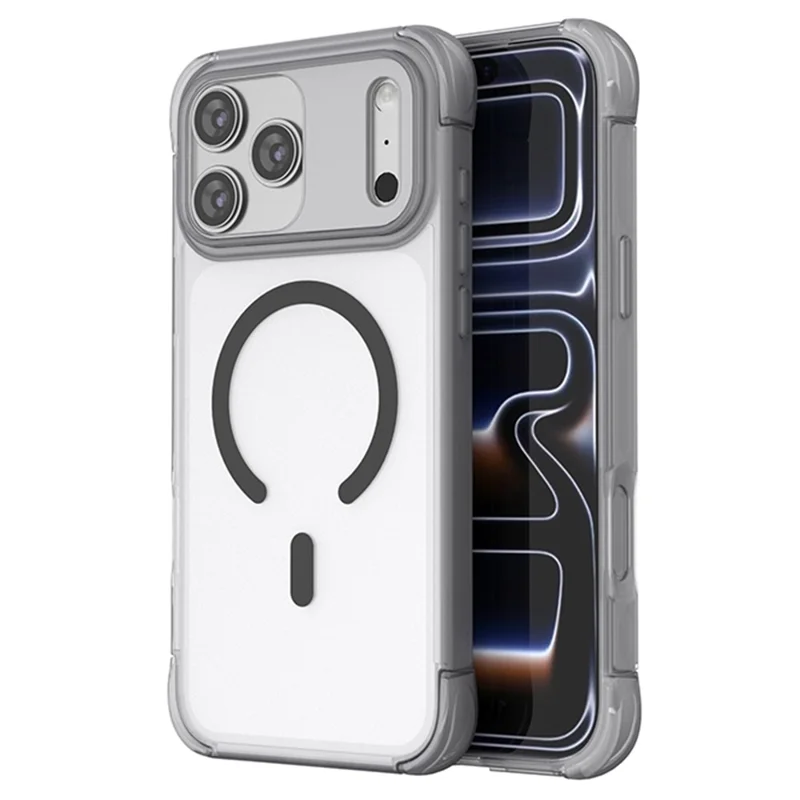 For iPhone 18 Pro / 17 Pro Magnetic Case Skin-touch PC + TPU Airbag Protection Phone Cover - Grey+Black - 1